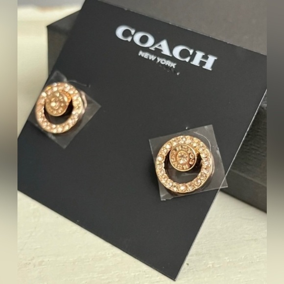 NWT Coach Gold Halo Stud Earrings - Picture 5 of 7